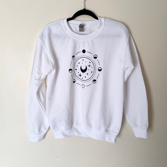 White moon phases crew neck pull over sweater - Picture 2 of 6